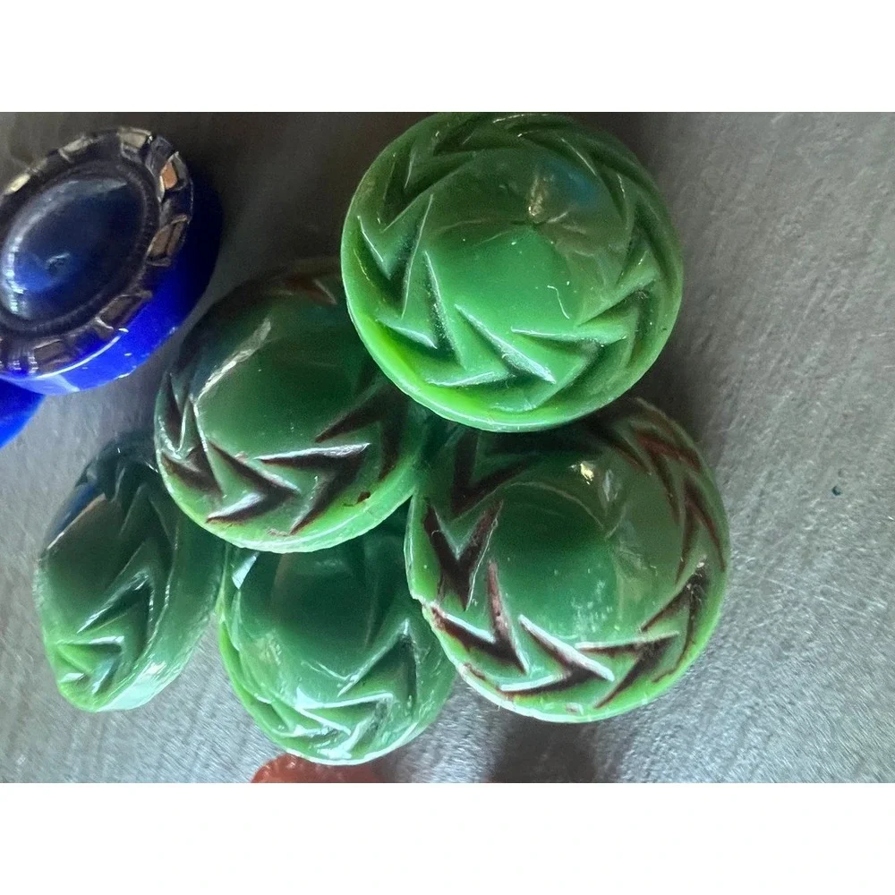 Vintage‎ Glass Buttons Lot 12pc Carved Art Deco Czech Retro Upcycled MCM Crafts